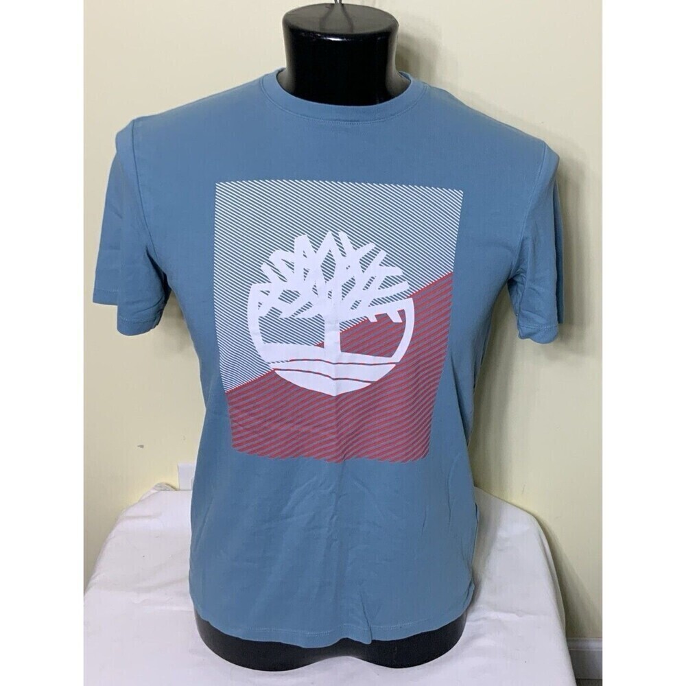 Timberland Men's Regular Fit T-Shirt Short Sleeve Blue Logo Size Small